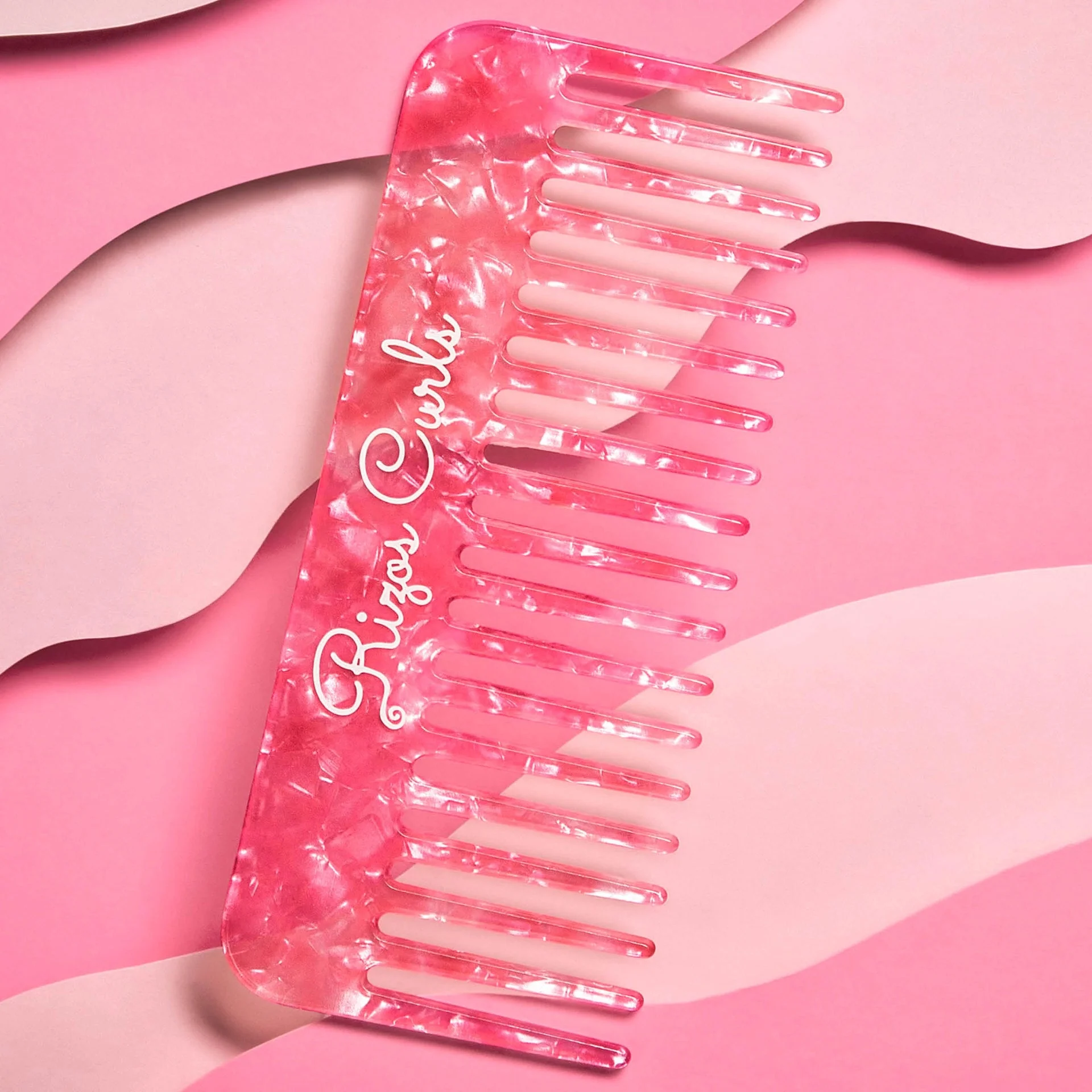 Rizos Curls Pink Wide Tooth Styling Comb - Image 3