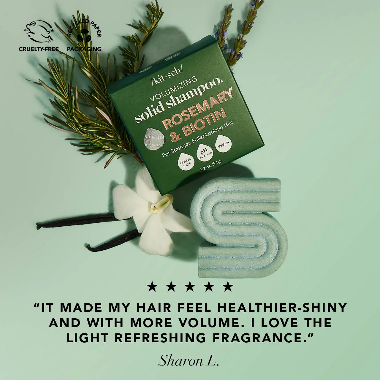 Kitsch Rosemary & Biotin Volumizing Shampoo Bar 91g - Image 4