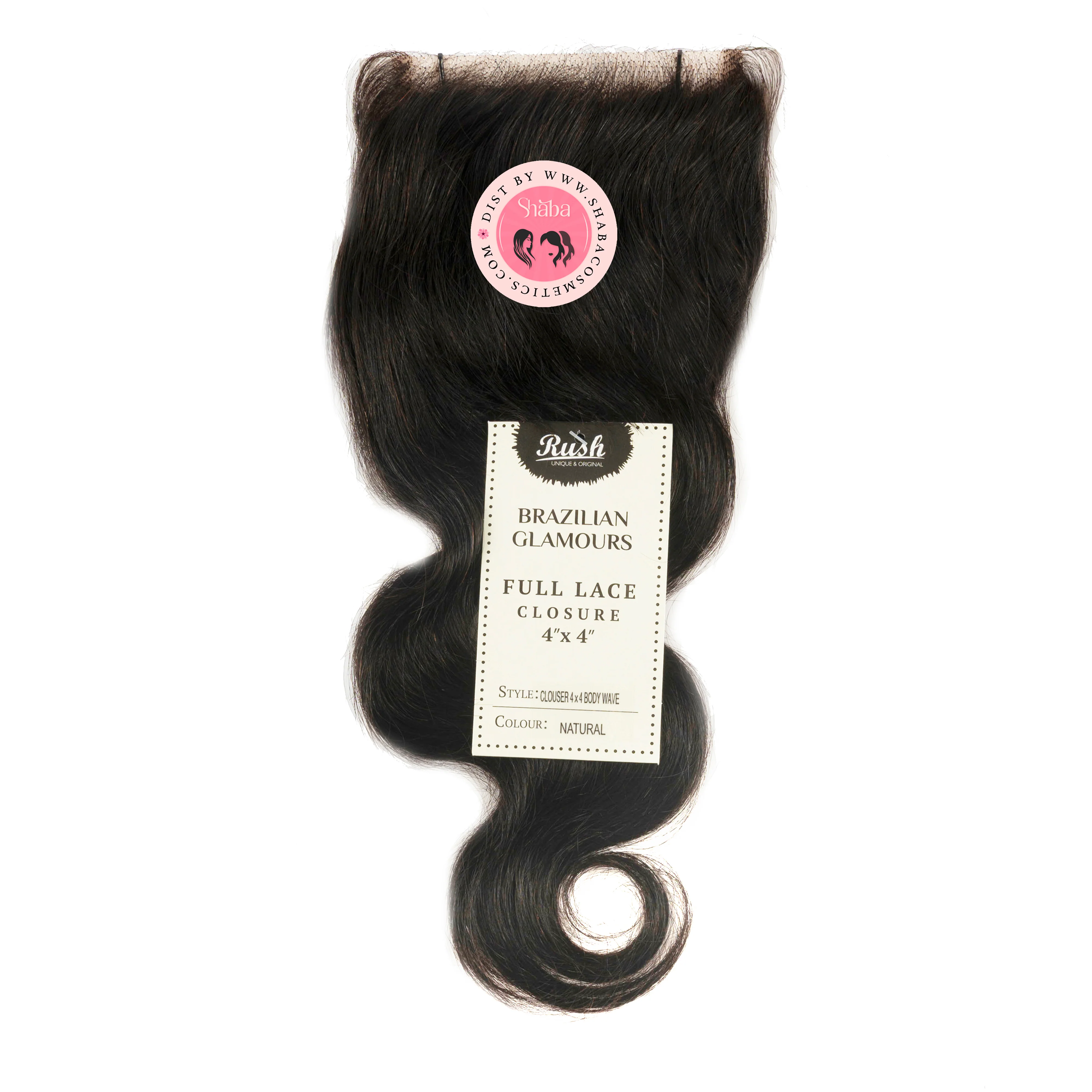 RUSH 100% Hand Crafted Brazilian Glamour Full Lace Closure 4x4 with Baby Hair Body Wave - Image 3