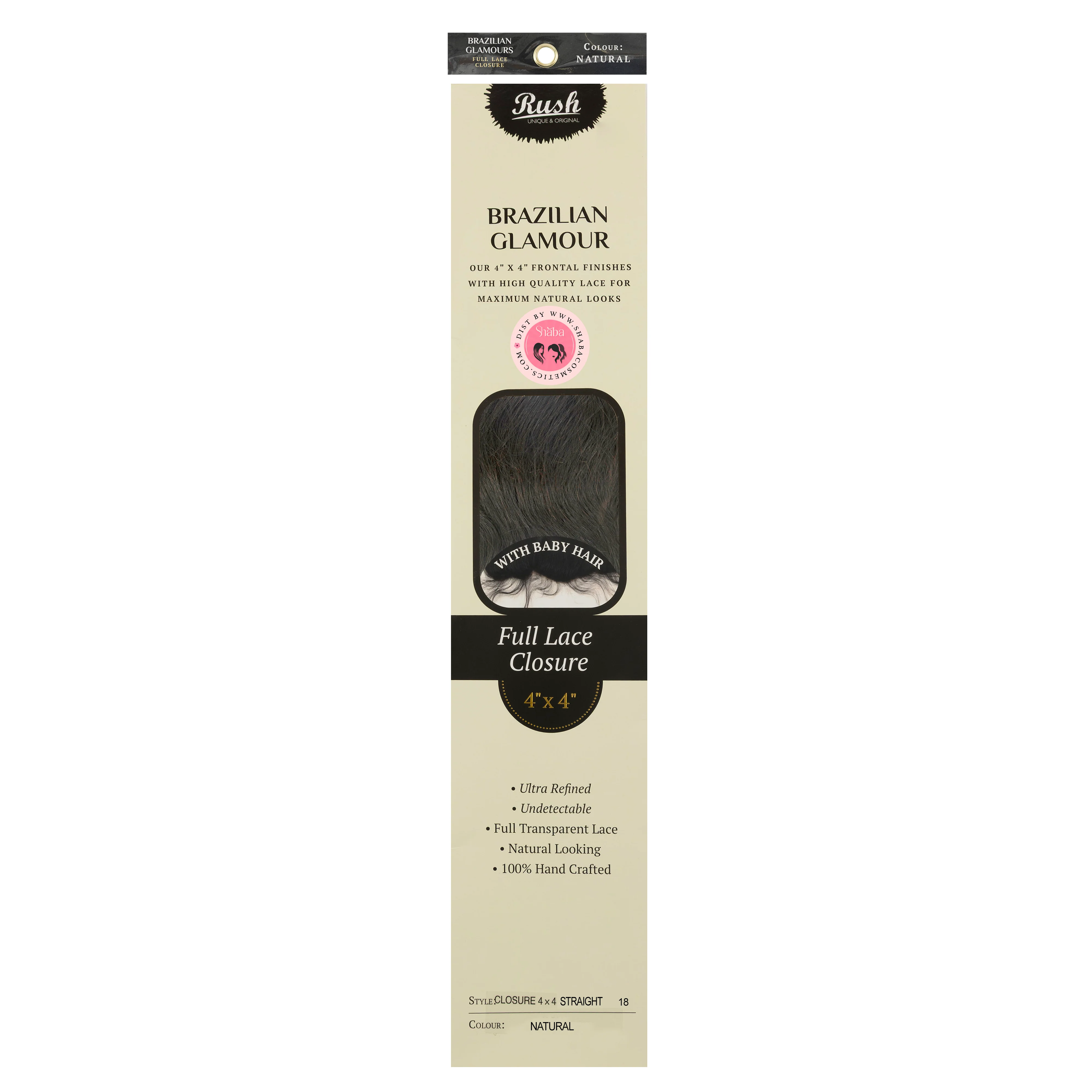 RUSH 100% Hand Crafted Brazilian Glamour Full Lace Closure 4x4 with Baby Hair Straight - Image 5