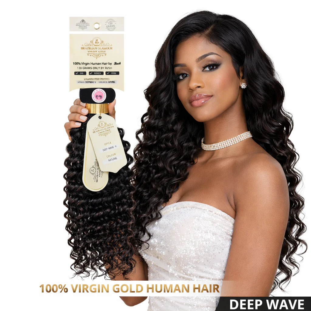 RUSH Brazilian Glamour Virgin Gold 100% Human Hair Deep Wave Weave - Image 2