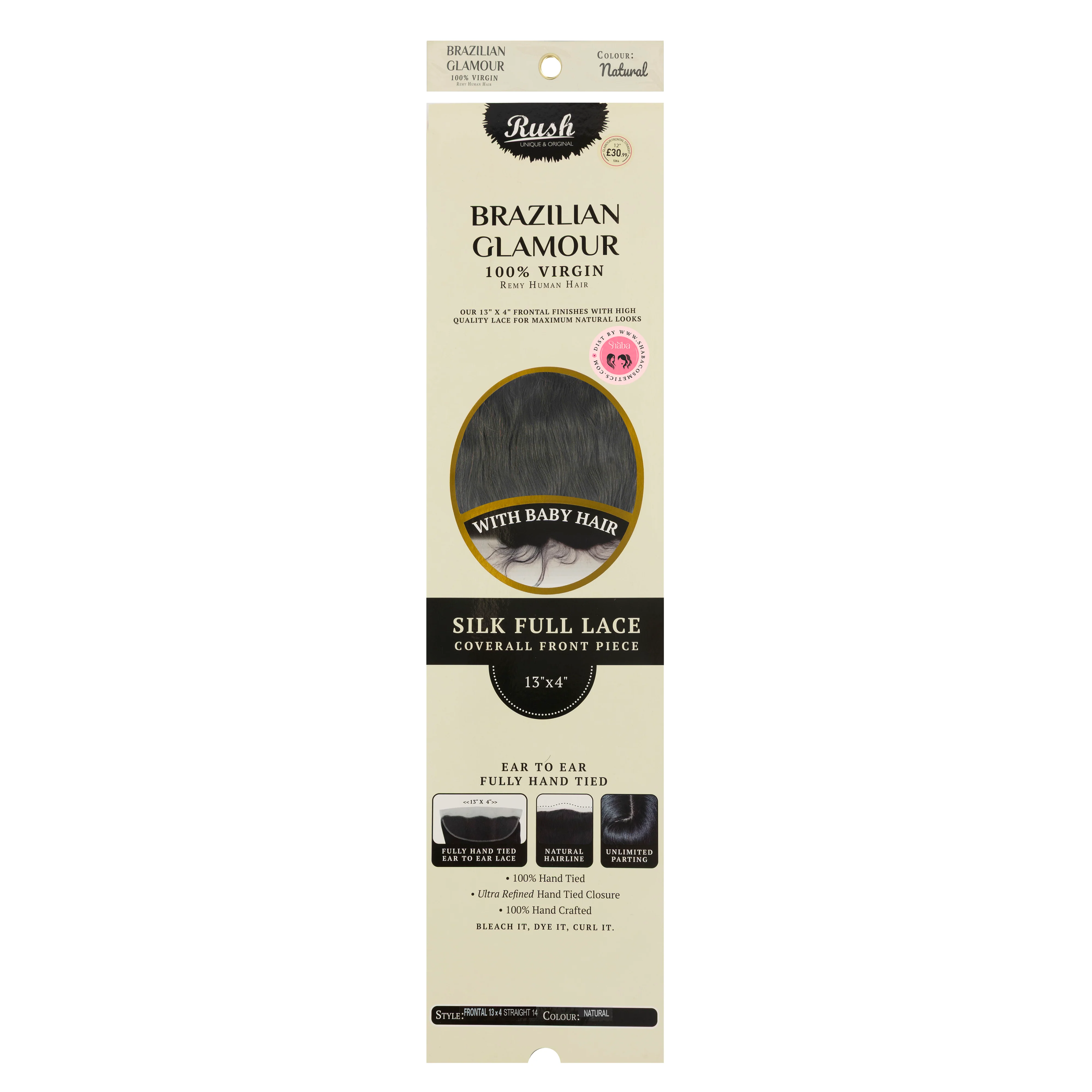RUSH Brazilian Glamour 100% Virgin Remy Human Silk Full Lace Frontal 13x4 with Baby Hair Straight - Image 3