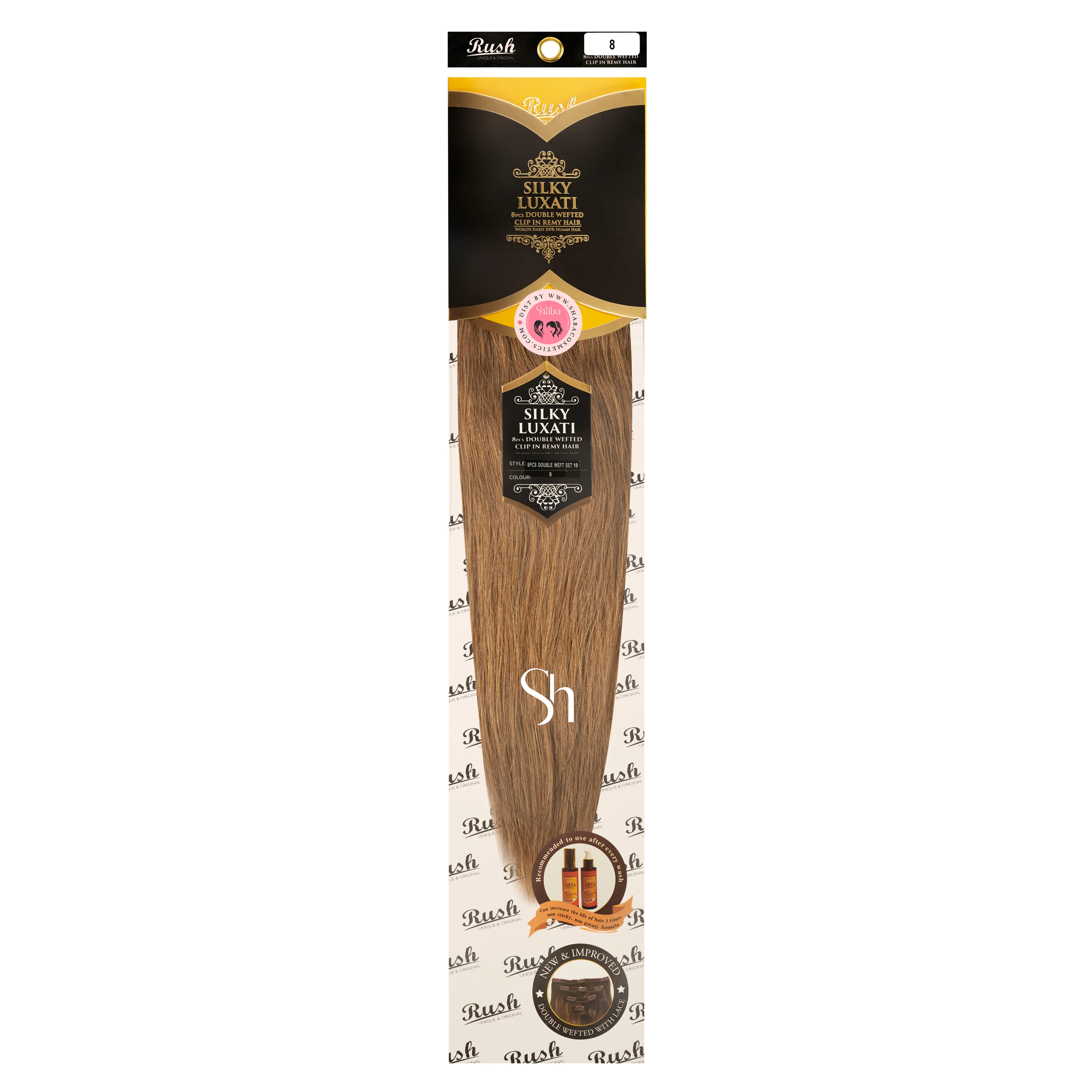 RUSH Silky Luxati 18" Straight 8pcs Double Wefted Clip-In Remy 100% Human Hair - Image 21