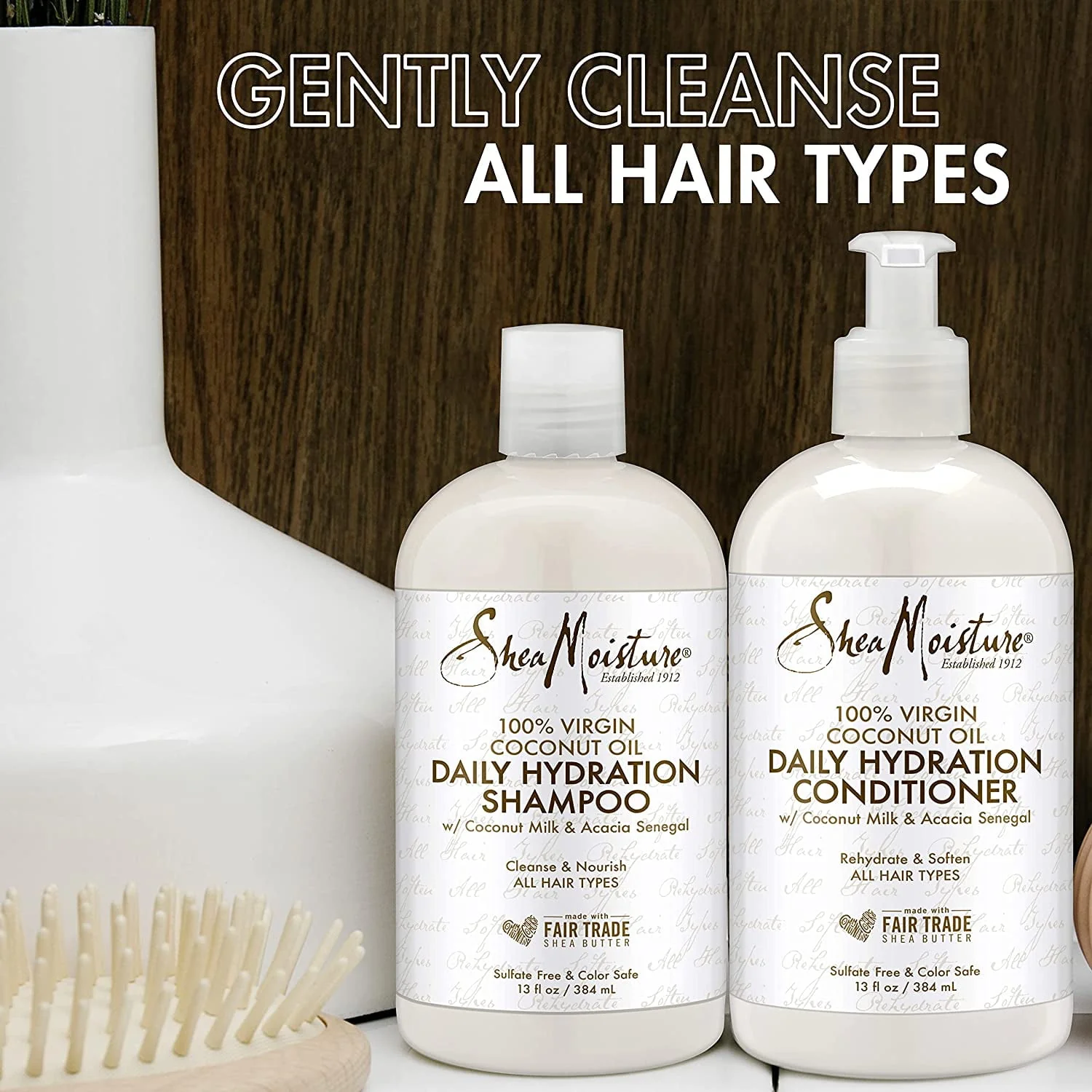 Shea Moisture 100% Virgin Coconut Oil Daily Hydration Shampoo & Conditioner 384ml Each - Image 5