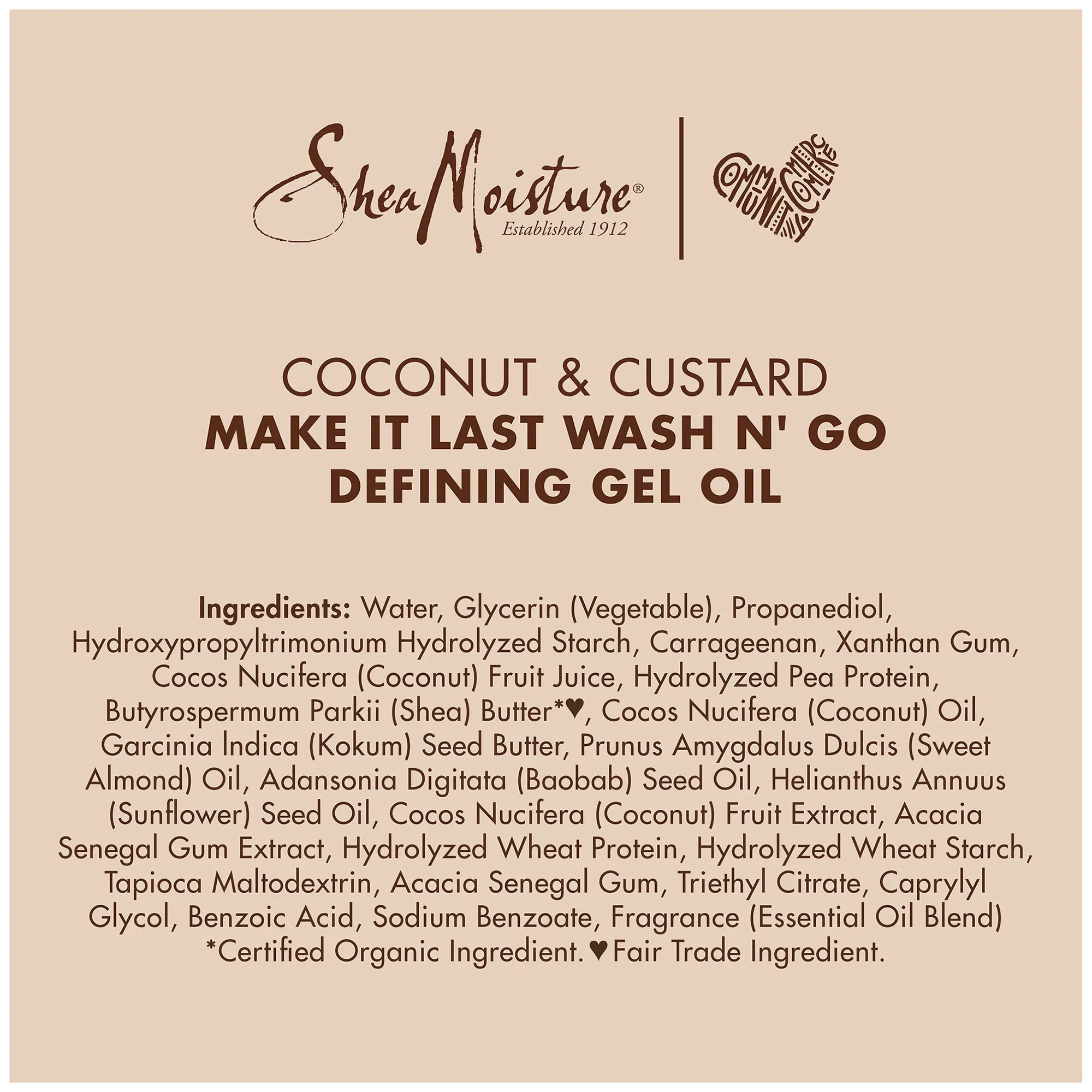 Shea Moisture Coconut Custard Make It Last Wash N' Go Defining Gel-Oil 340g - Image 3