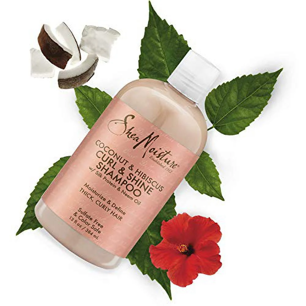 Shea Moisture Coconut & Hibiscus Curl & Shine Shampoo 384ml and Conditioner 384ml Set - Image 2
