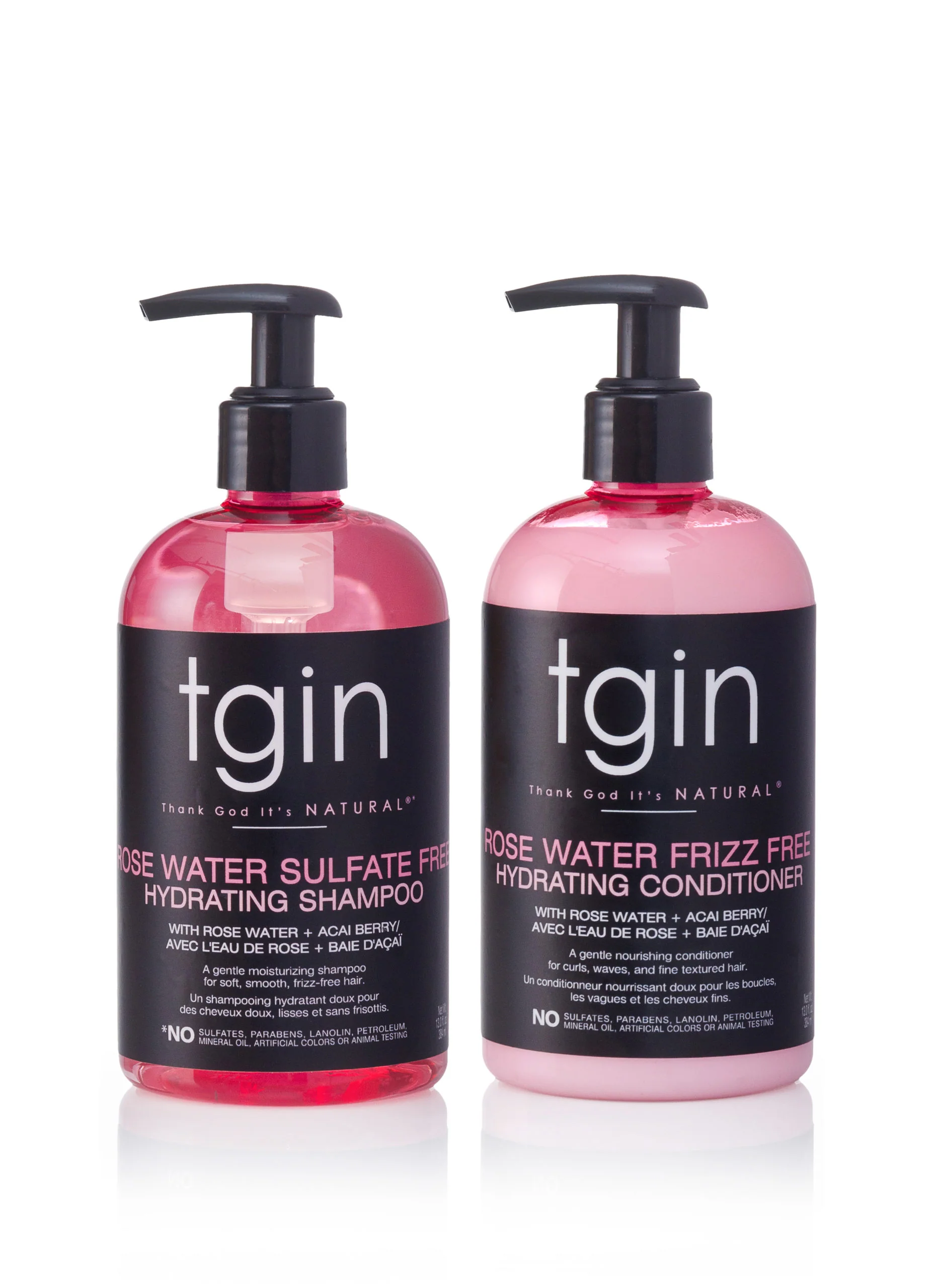 Tgin Thank God it's Natural Rose Water Hydrating Shampoo 13 OZ and Conditioner 13 OZ Duo (13oz each)