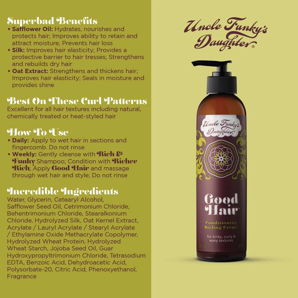 Uncle Funky’s Daughter Good Hair Conditioning Styling Crème 236ml/8oz - Image 5