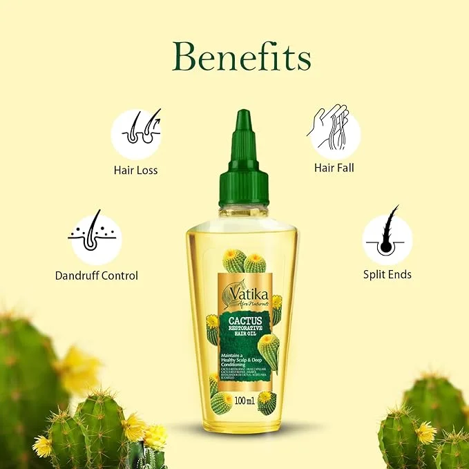 Vatika Afro Naturals Cactus Restorative Hair Oil For Afro Textured Hair 100ml - Image 2