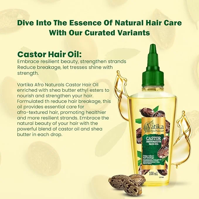 Vatika Afro Naturals Castor Restorative Hair Oil For Afro Textured Hair 100ml - Image 3