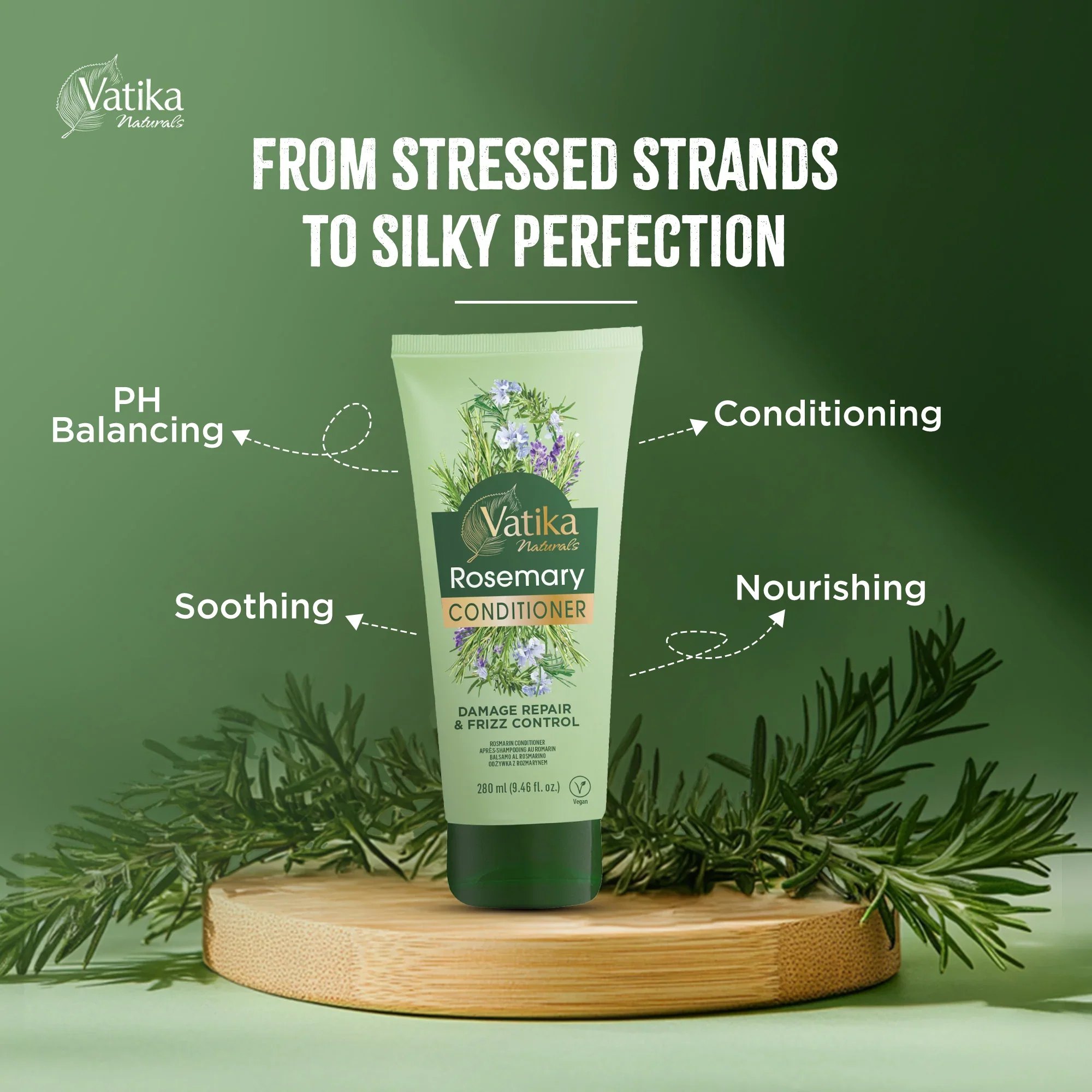 Vatika Natural Rosemary Conditioner Damage Repair & Frizz Control 280g - Image 3