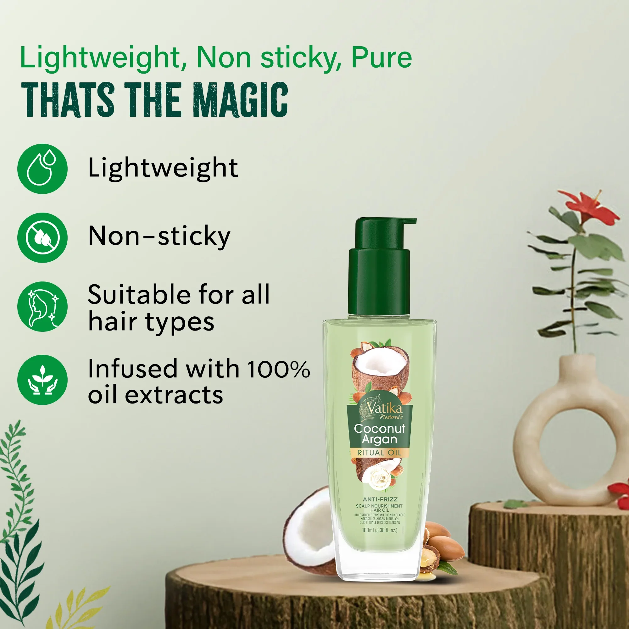 Vatika Naturals Coconut Argan Ritual Hair Oil 100ml - Image 4