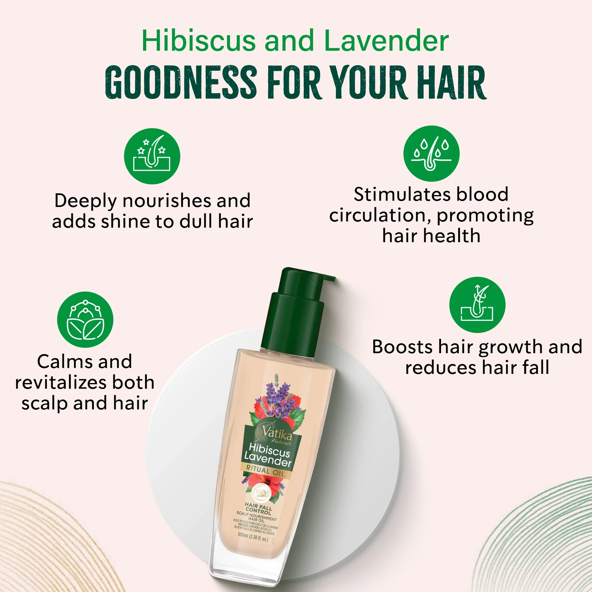 Vatika Naturals Hibiscus Lavender Ritual Hair Oil 100ml - Image 3