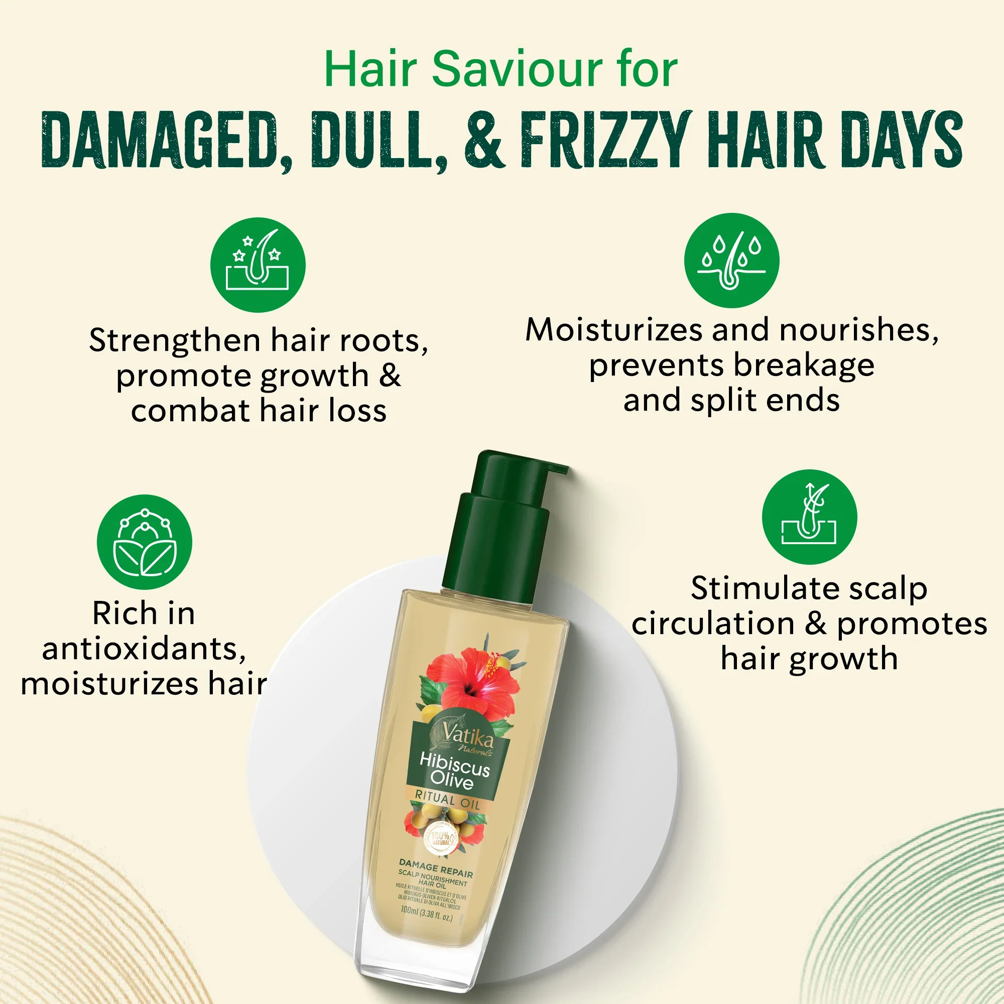 Vatika Naturals Hibiscus Olive Ritual Hair Oil 100ml - Image 3
