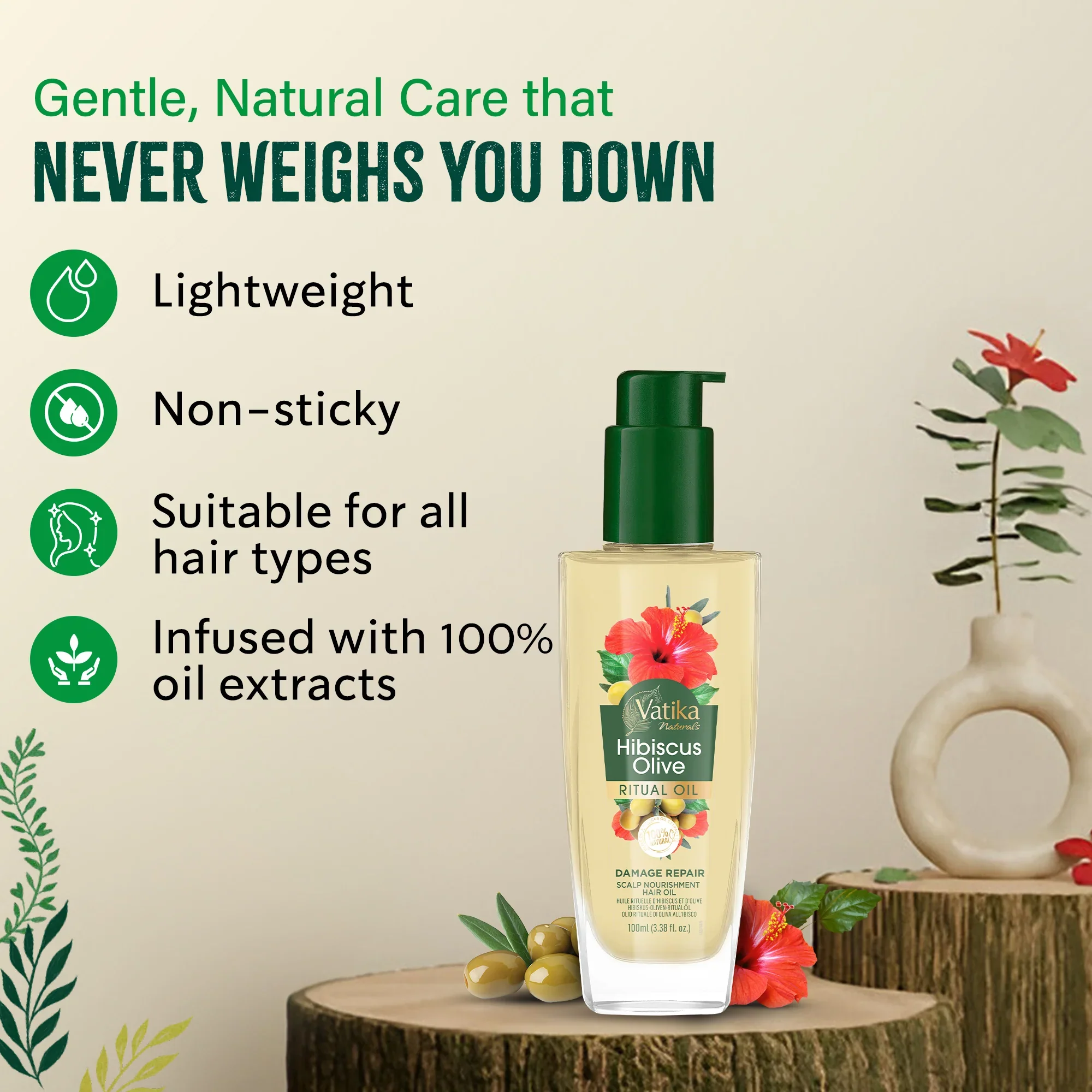 Vatika Naturals Hibiscus Olive Ritual Hair Oil 100ml - Image 4